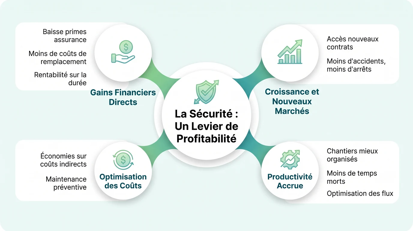 Comment la sécurité devient un levier de profitabilité : gains directs, coûts maîtrisés, nouveaux marchés et productivité